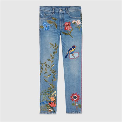 gucci embroidered denim for men|gucci official website.